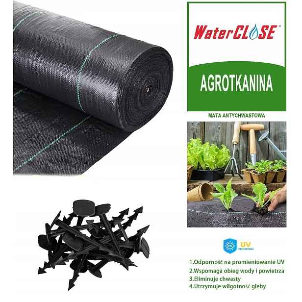 Agrotkanina Uv 3% Agrotextilie Proti Plevelu Černá 90g 1,6x50m Kotvy