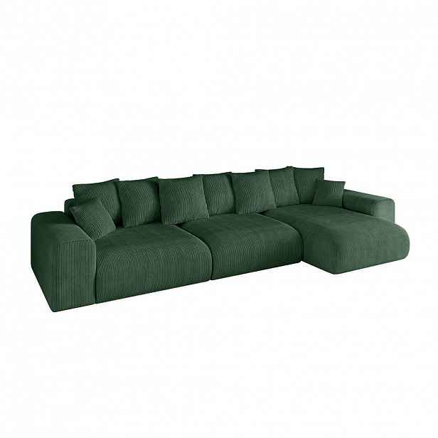 ALTDECOR ROHOVÁ SEDACÍ SOUPRAVA, otoman vpravo ESKAR-L2 364x176x72, zelený manšestr