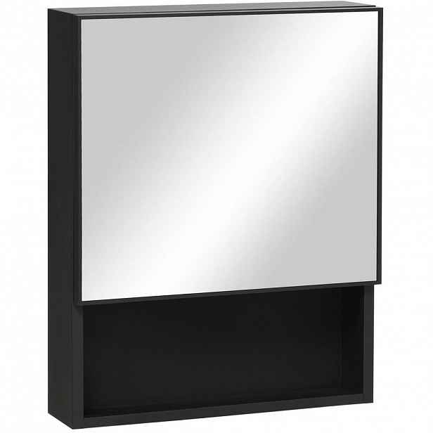 Modfu KOUPELNOVÁ zrcadlová skříňka z nerezové oceli 46x13,5x58 cm černá s nástěnnou montáží a vnitřními policemi