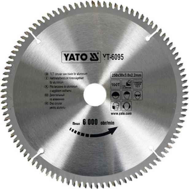Yato vidiový kotouč 250x100Tx30 mm pro hliník YT-6095