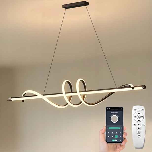 Závěsná Lampa Nad Stůl, Černá, Moderní, 90 CM, 36 W, S Dálkovým Ovládáním, Aplikace