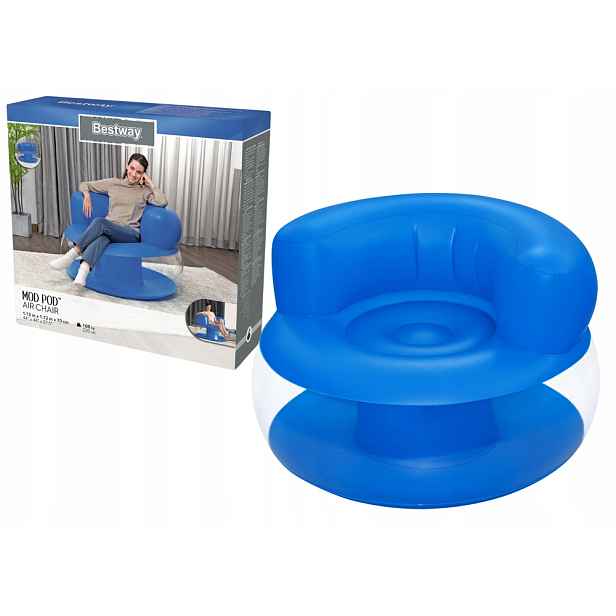 Nafukovací křeslo modré 112 x 112 x 70 cm Bestway 75138