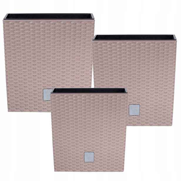 Sada 3 x Květináč Rattan krémový 22 26 32 cm