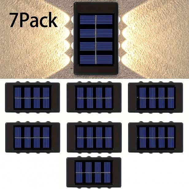 TEMU 7dílná sada solárních nástěnných světel, 8-LED krajinná světla pro domácnost, venkovní osvětlení, nástěnné dekorativní světla, vhodné pro