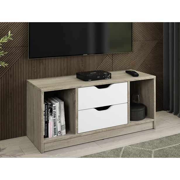 TV stolek Sten 100 cm, dub sonoma/bílý