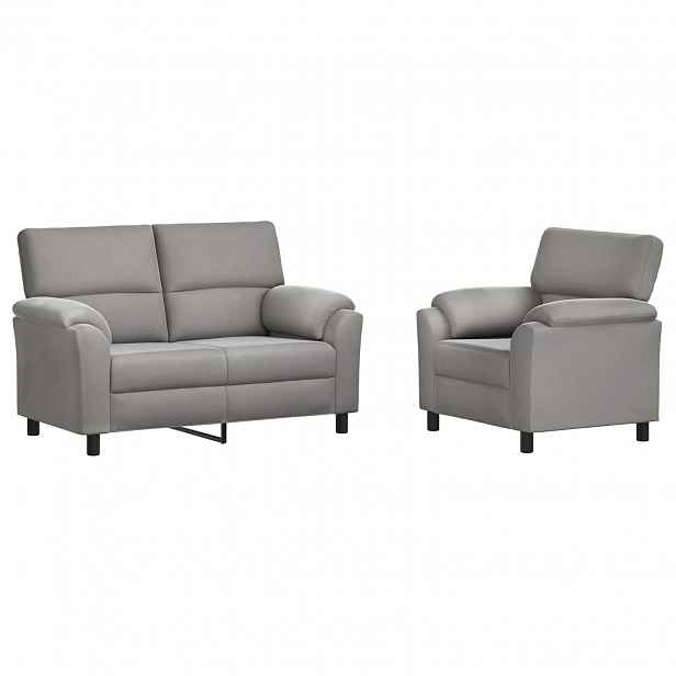 vidaXL Set pohovek 2 pcs Světle šedá Samet
