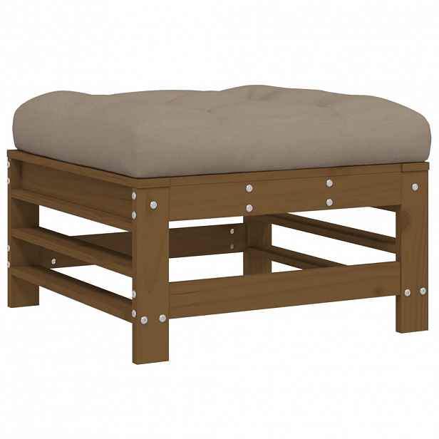 vidaXL Zahradní podnožka s poduškou medově hnědá masivní borové dřevo