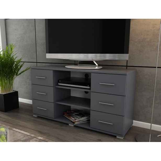 Vysoký TV stolek Oskar TV, grafitový, výška 65 cm