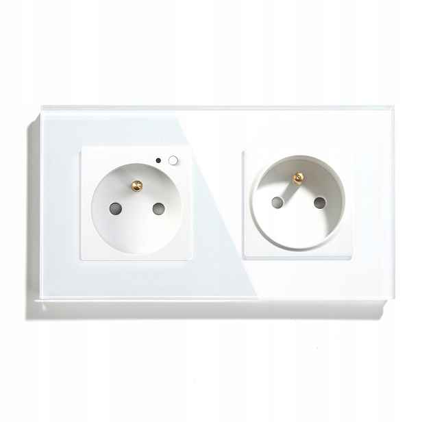 Elektrická Zásuvka Zigbee Skleněná Kontakt Tuya Dvojitá 157 mm