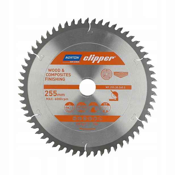 Norton Kotoučová Pila 255mm x 30mm x 60z Dřevo A Kompozity Atb Neg (3,2