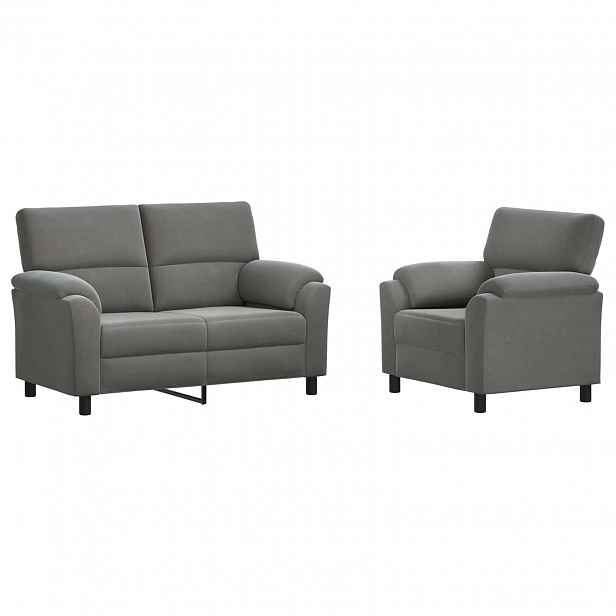 vidaXL Set pohovek 2 pcs Tmavě šedá Samet