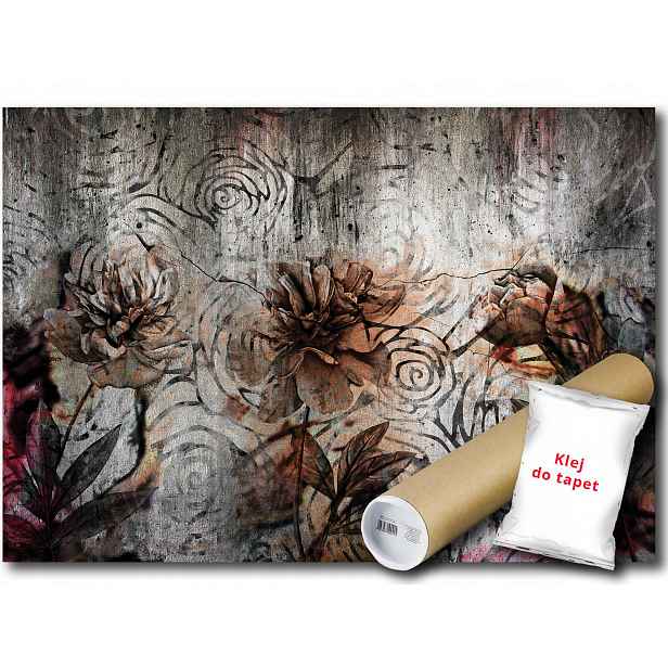 Vinylová fototapeta květy růže beton 152x104
