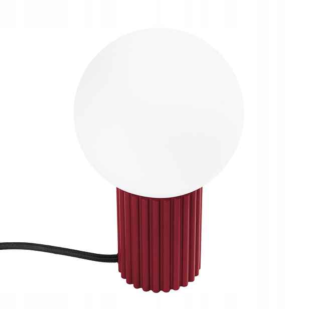 Sollux Stolní lampa noční vínová rýhovaná skleněná bílá koule 12 cm