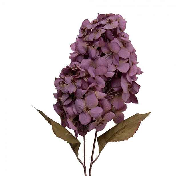 Dekorace umělá květina hortenzie s fialovým květem - 12*12*90 cm Clayre & Eef