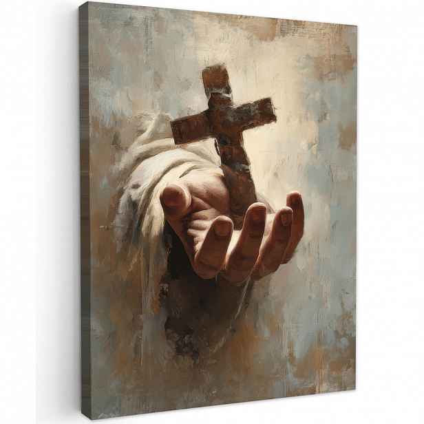 MuchoWow OBRAZ NA PLÁTNĚ Abstrakt - Cross - Hand - Christianity 30x40 cm