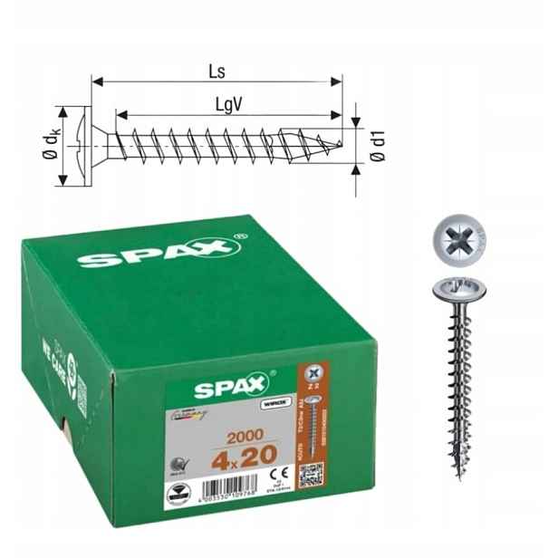 Univerzální šroub Wirox spax 4 x 20 Wirox podložka 2000 ks