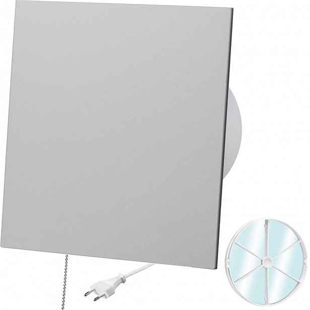 Ventilátor S Plexi Zpětným Ventilem, Šedý Vypínač A Zástrčka Fi 100