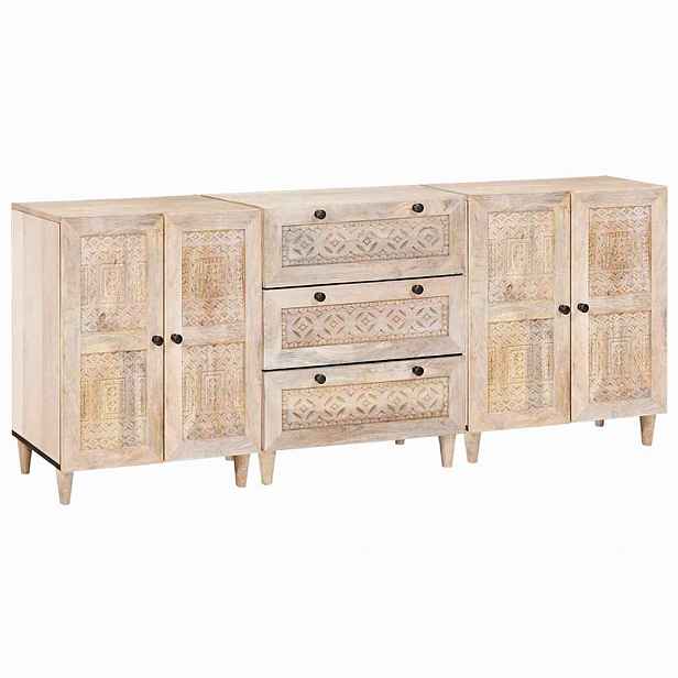 vidaXL Servírovací skříň 3 ks 180 x 33,5 x 75 cm Bílá