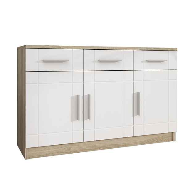 MASSENO KOMODA PERUGIA, 103/70/37 cm se 3 zásuvkami a 3 dvířky, dub Sonoma