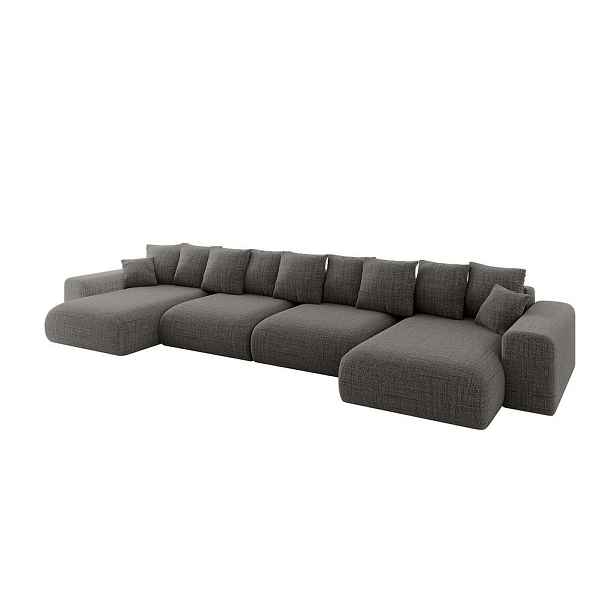 ALTDECOR SEDACÍ SOUPRAVA ve tvaru U s funkcí spaní a úložným prostorem ESKAR-U2 464x176x72 Tmavě šedá Strukturovaná látka