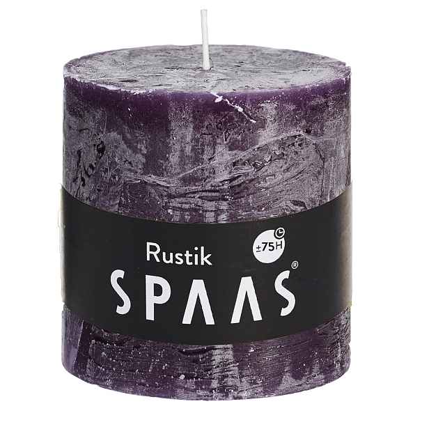 SPAAS Svíčka válec rustikální 10x10cm tmavě fialová