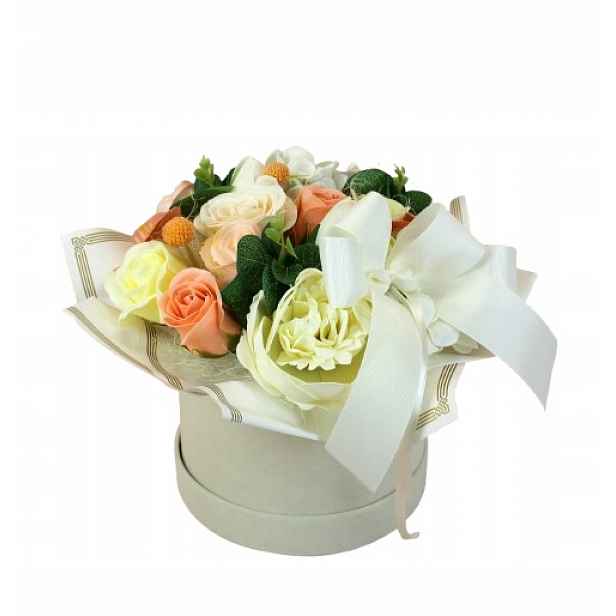 Flowerbox Mýdlové květiny ve velurové krabičce Dárek Kytice