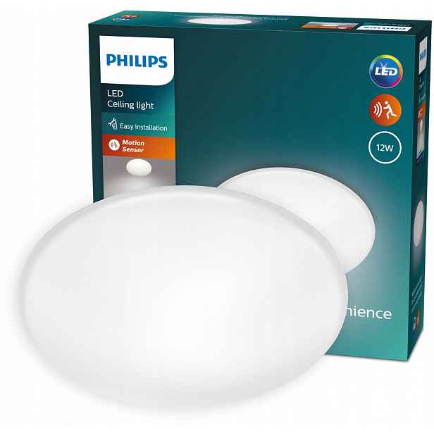 Stropní Svítidlo Led Stropní Svítidlo na omítku 12W 4000K 26 cm s pohybovým senzorem Philips