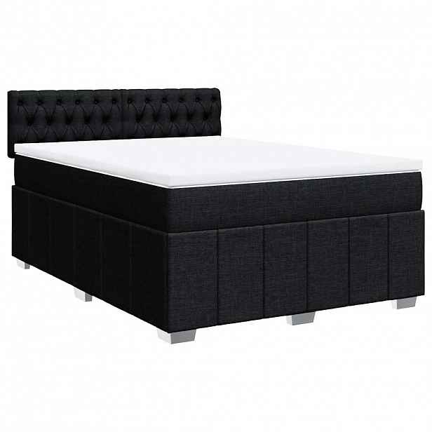 vidaXL Box spring postel s matrací černá 140x200 cm textil