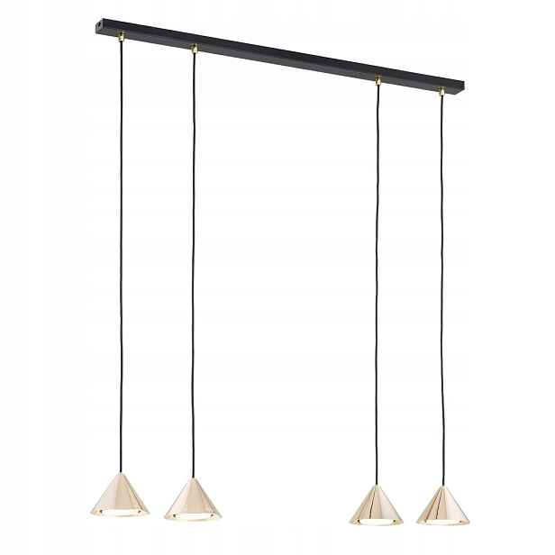 Černá závěsná lampa Marina převis stínidlo kužel zlatý 4xGX53 Nastavitelná