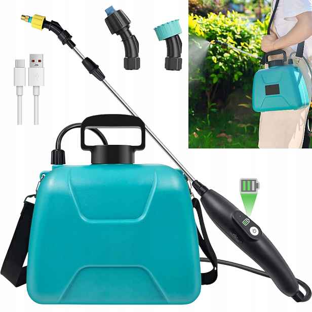 Elektrický Zahradní Tlakový Postřikovač Akumulátor 8L 3 Tryskový 60 cm