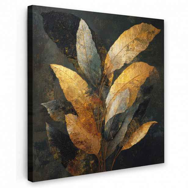 MuchoWow OBRAZ NA PLÁTNĚ Složení Golden Leaf - Botanický luxus 20x20 cm