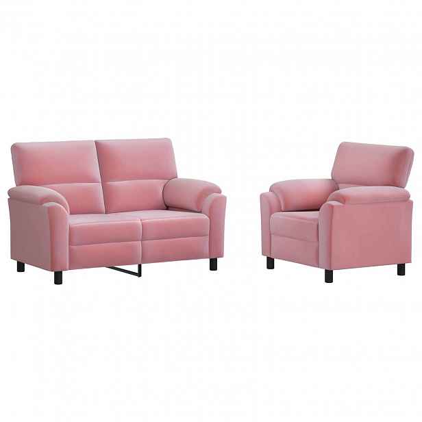 vidaXL Set pohovek 2 pcs Růžová Samet