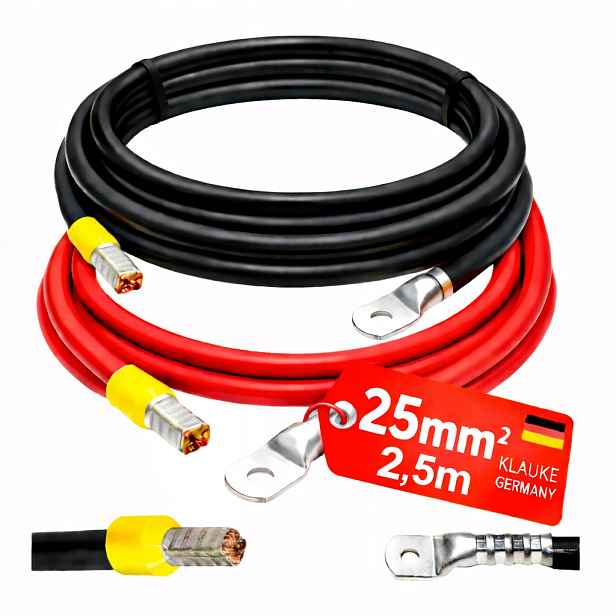 250cm Kabel pro baterie a měniče Lgy 25/8 Germany 2x25mm2