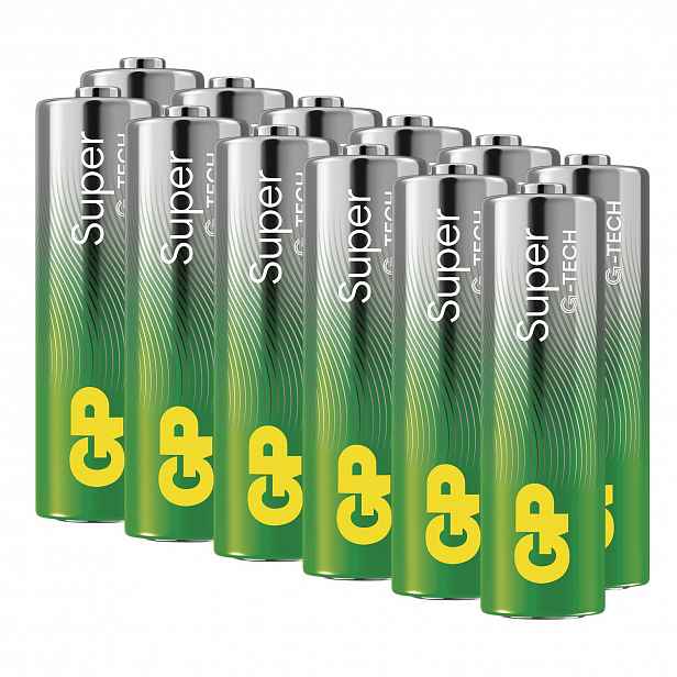 Alkalické baterie GP Super AA (LR06) 12 ks