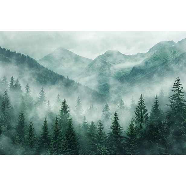 Fototapeta Flizelina Krajina Pohled Na Hory Les Stromy Mlha 208x146 130g