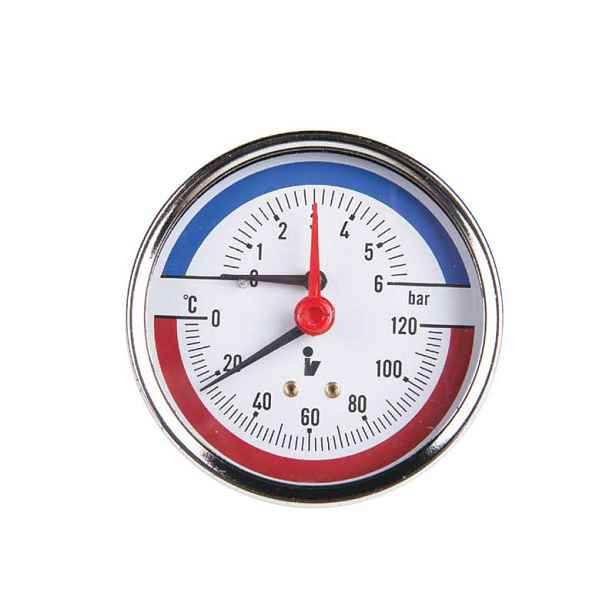 Termomanometr průměr 80 mm , zadní 0-120°C , 0-6 bar