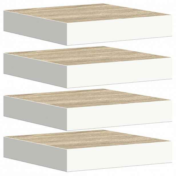 vidaXL Plovoucí nástěnné police 4 ks dub a bílé 23 x 23,5 x 3,8 cm MDF