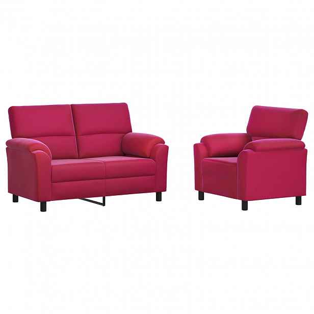 vidaXL Set pohovek 2 pcs Víno Červené Samet
