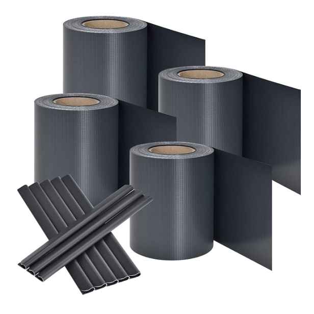 4 x Stínící Panelové Pásy maskovací 19x35 cm Kryt Panelů Plotu klipy grafit