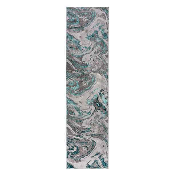 Šedo-tyrkysový běhoun 80x300 cm Marbled – Flair Rugs