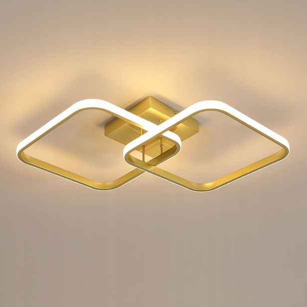 Stropní Led lampa Zlatý lustr Čtvercový Moderní 42W 3000K