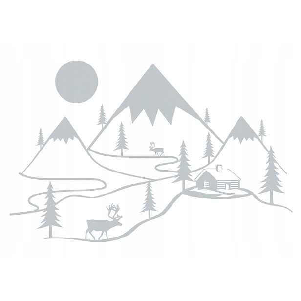 Tapeta Hory jelen domeček zima minimalismus skandinávský 416x254 vinyl lepidlo