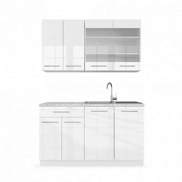 Vicco JEDNOTKOVÁ KUCHYNĚ Fame-Line Bílá vysoký lesk/bílá 140 cm , PD Mramor