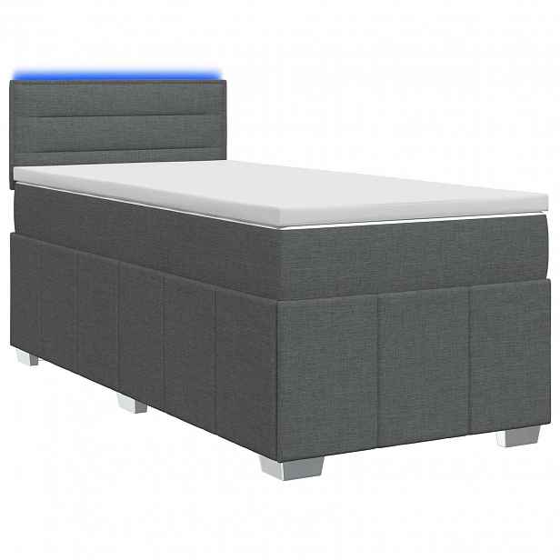 vidaXL Postel boxspring s matrací s čelo Tmavě šedá 80 x 200 cm Textil