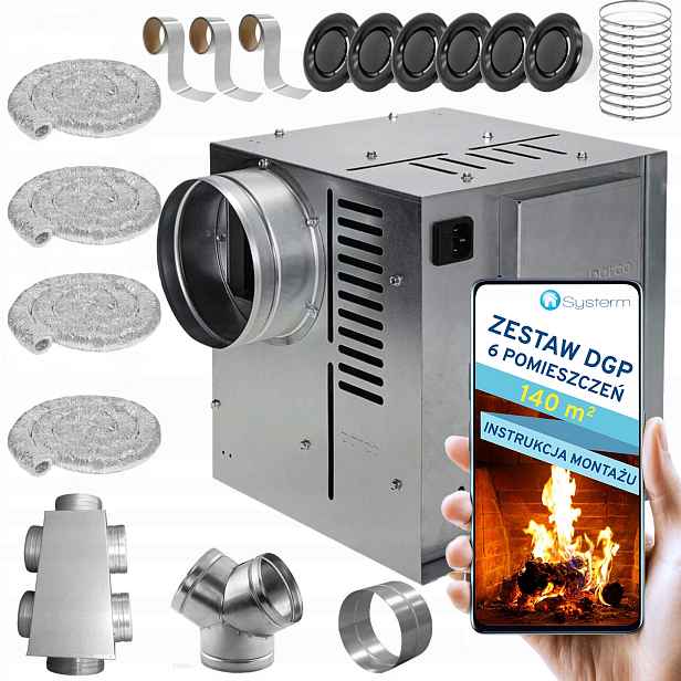 Krbová Turbína Krbový ventilátor Set Dgp 6 místností 140 m2