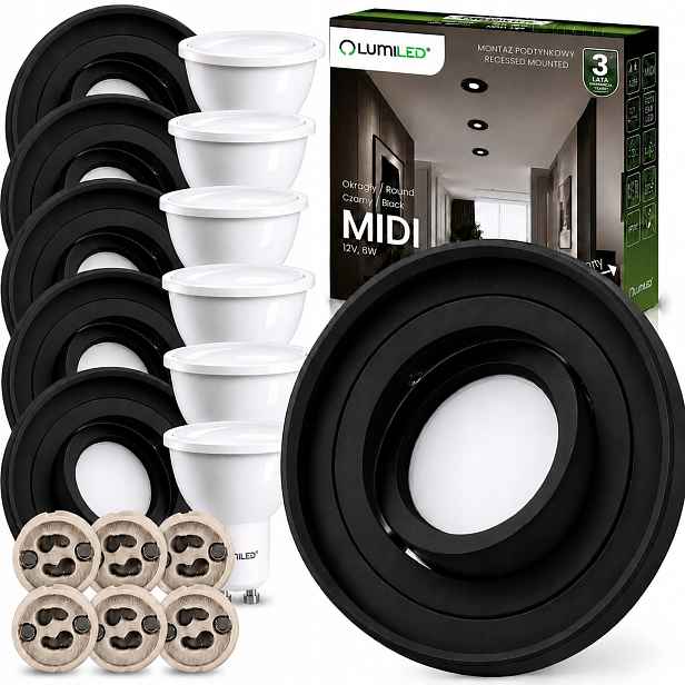 6x Podomítkové svítidlo 6W Halogenová Spot Tuba Lampa Pohyblivá Led žárovka GU10