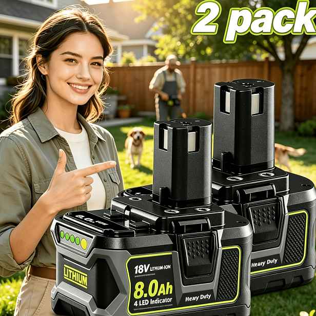 TEMU 1/2 Balení P108 8.0AH 18V Baterie Kompatibilní s Ryobi 18V ONE+ Baterie Náhrada P108 P104 P105 P107 P109 P122 Akumulátorové Baterie