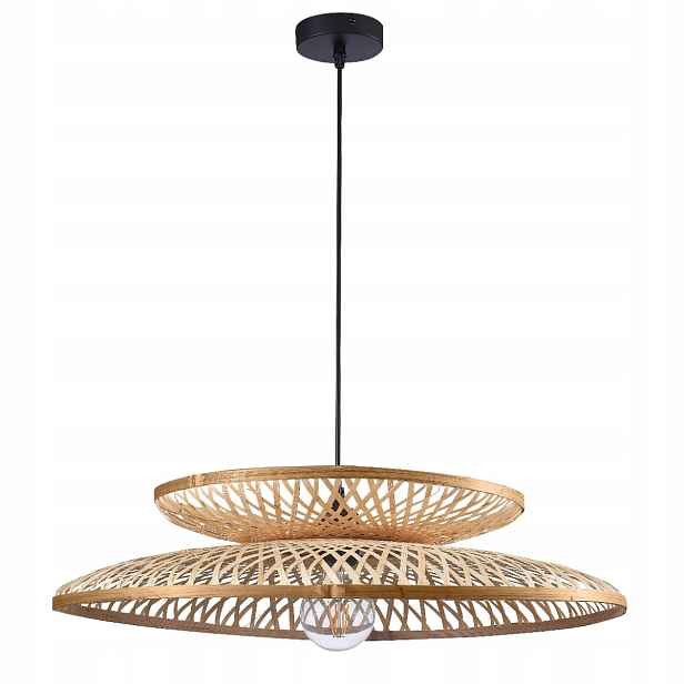 Závěsné boho bambusové svítidlo béžové kulaté 60 cm do jídelny obývacího pokoje Polux