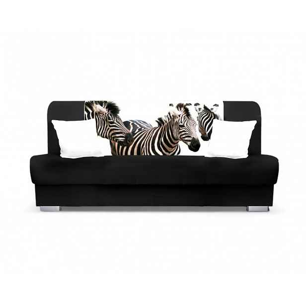 Rozkládací pohovka BIRMA - černá / zebra