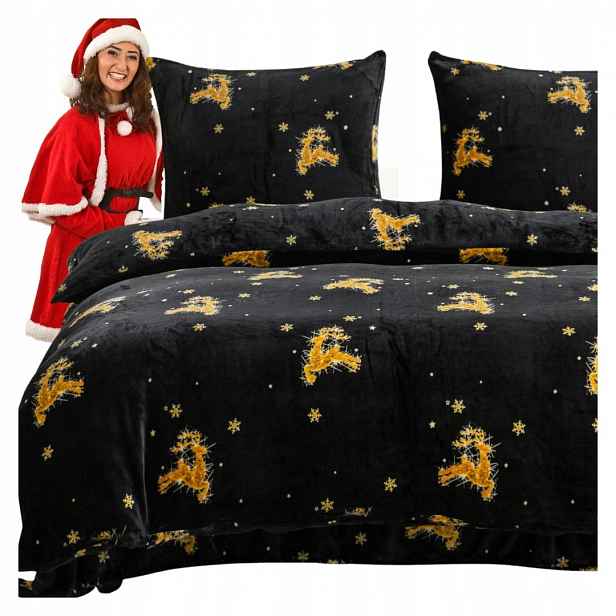 Vánoční Povlečení z mikrovlákna 220x200 Noční sob Fleece jako Dárek